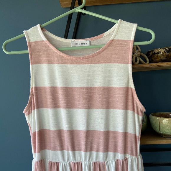 Ces Femme Pink and White Stripe Maxi Dress Small - Picture 2 of 9